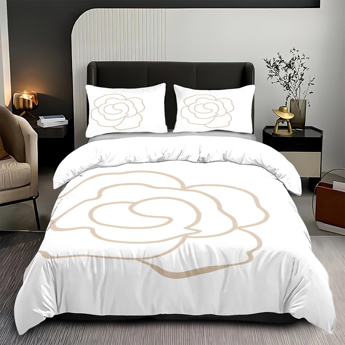 

Quilt Cover Three-Piece Line Flower Bedding Kit 3D Printing Quilt Cover Pillowcase 135x200