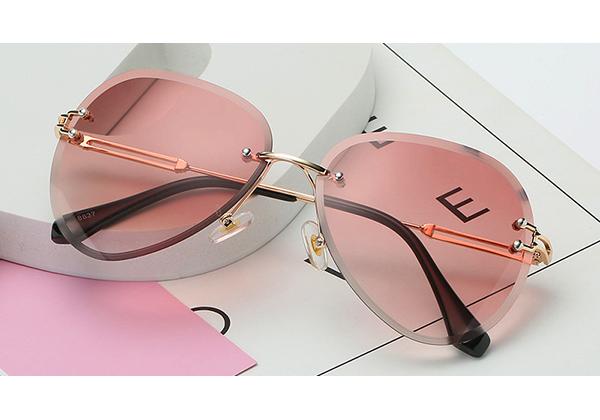 Nieuw Mode Ontwerp Vintage Randloos Piloot Zonnebril Dames Heren Retro Helder Glas Gegradueerd Zonnebril Voor Vrouw Uv400