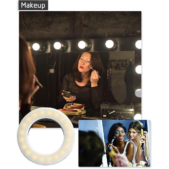 XINBAOHONG Selfie Ring Light Rechargeable Portable Clip-on Selfie Fill Light with 40 LED for Smart Phone Photography, Camera Video, Girl
