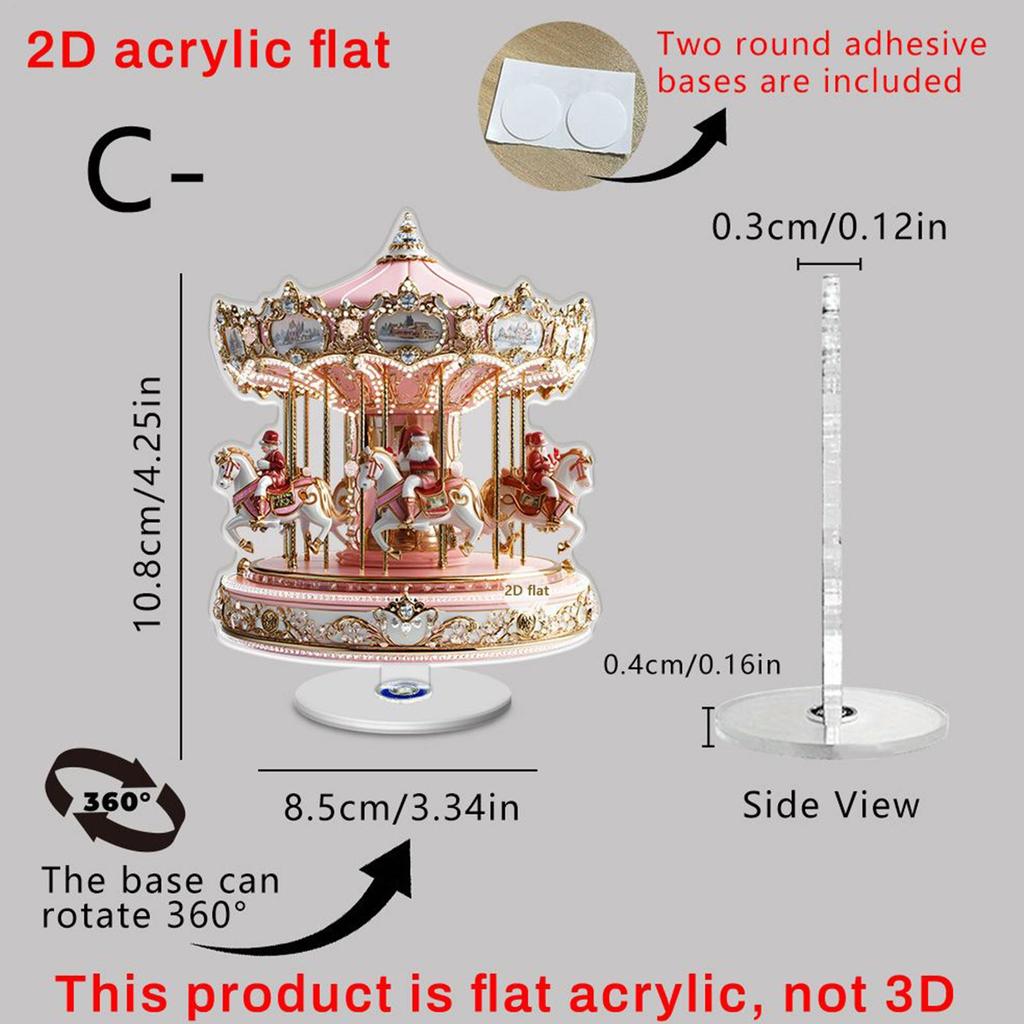 Go Round Ornament 2D Traditional Flat Collectible Christmas Decoration Merry Go Round Party Decor For Window Festival Party