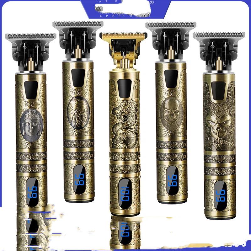 New Hair Clipper LCD Digital Display Household Hair Clipper Retro Oil Head Electric Clipper T9 Buddha Head Carving Small Clipper