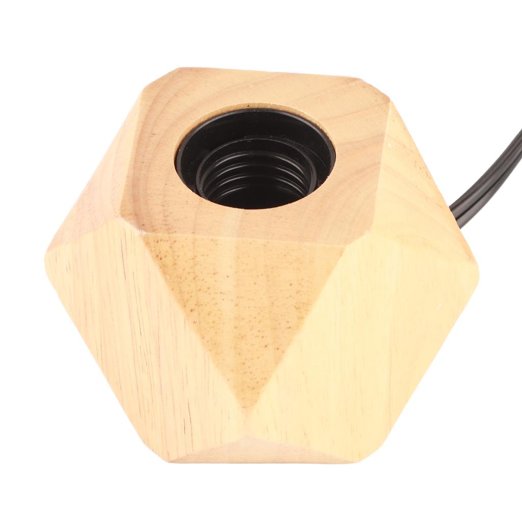 Wooden Diamond Lamp Base E26 Socket Modern Small Wood Table Lamp Base for Home Decor