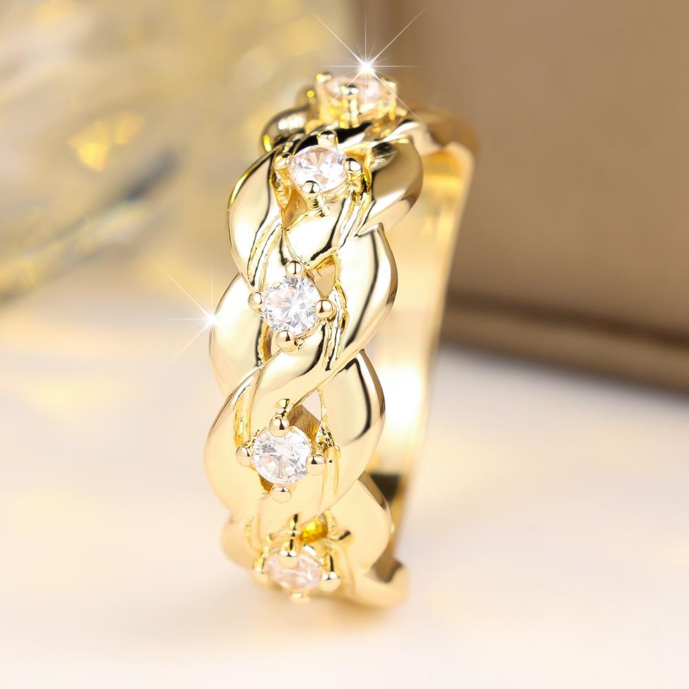 Twisted Band Zircon Ring for Women 2 Colors Available Elegant Daily Party Finger Jewelry
