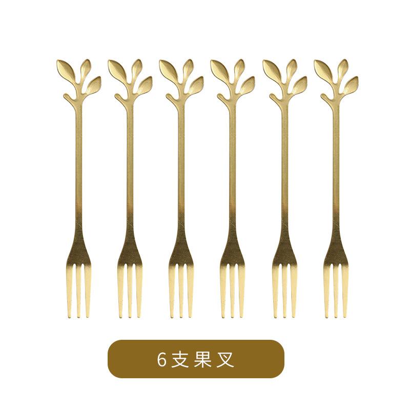 Fruit Forks Set 304 Stainless Steel Dessert Forks Coffee Spoons with Jar for Party Kitchen Home Nordic Style
