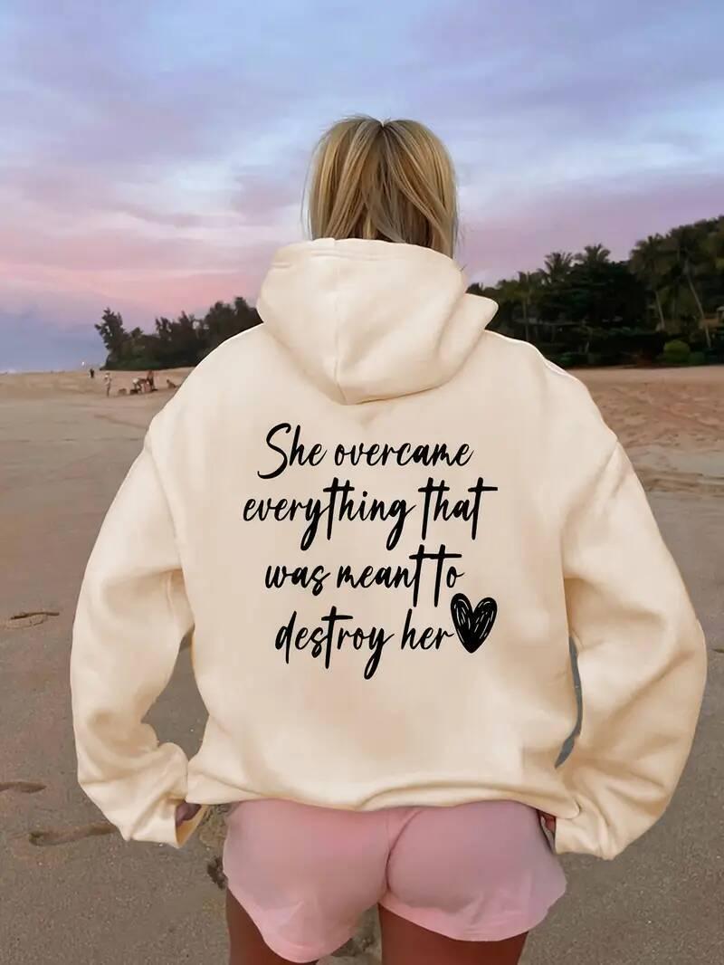 

She Overcame All Love Print Fleece Hoodie XL