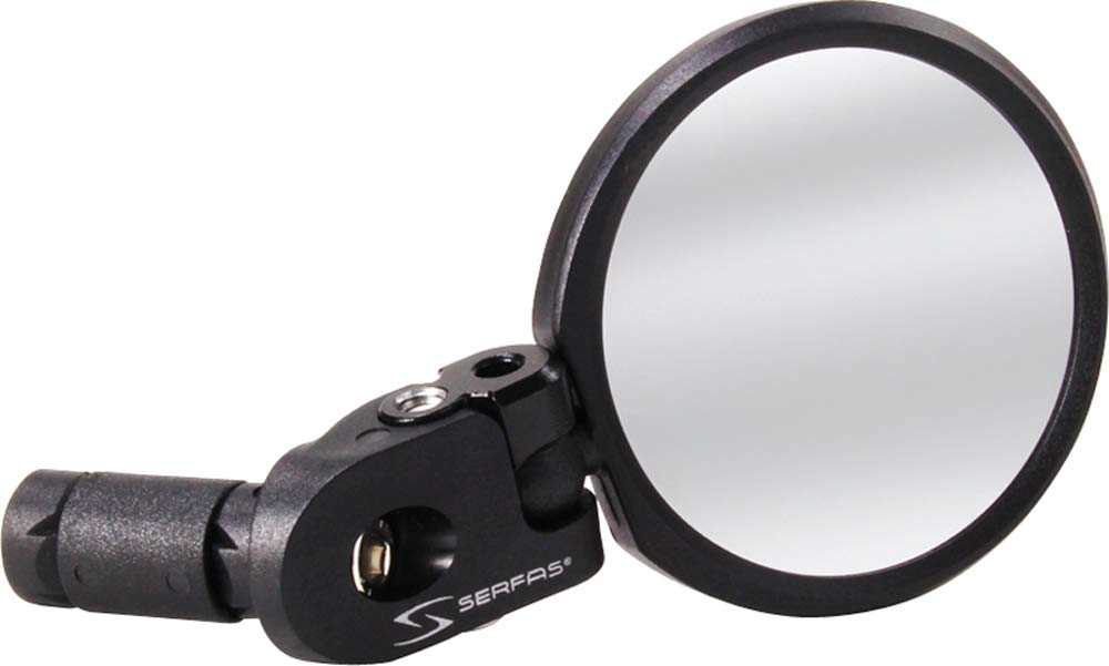 

SERFAS MR-3 Black Bicycle Bar End Mirrors with 62mm Large Glass Lens [Universal Left and Right Design]