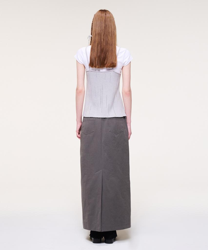 ETMON Slit Layered Knit Bustier, Light Lavender