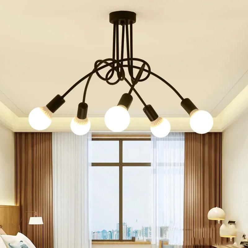 Vintage Iron Ceiling Lights Chandelier Lighting Nordic Modern Home Living Room Bedroom Ceiling Lamp Light Fixtures