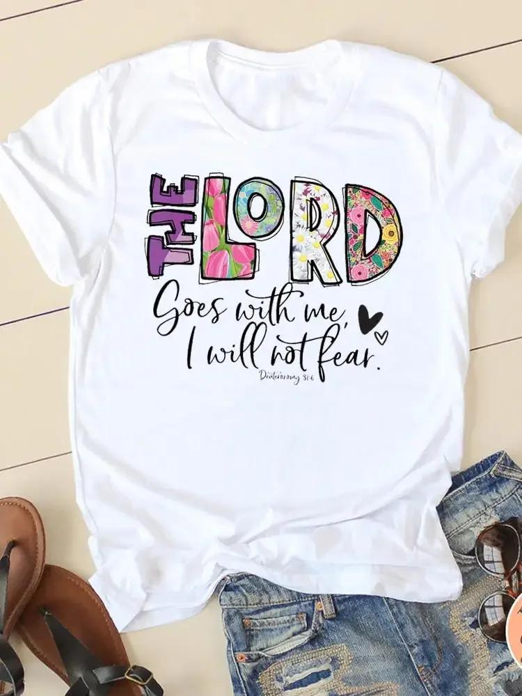 Clothing Casual FeUnisex Tshirts Ladies Graphic Letter Style Cute Sweet Sleeve Fashion Women Print Tees Faith Aesthetic Clothes