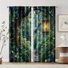 2 Pcs   Filtering Curtains (excluding Rods   Non-movable   Without Batteries) Enchanted Forest Butterfly for Use In Bedrooms and