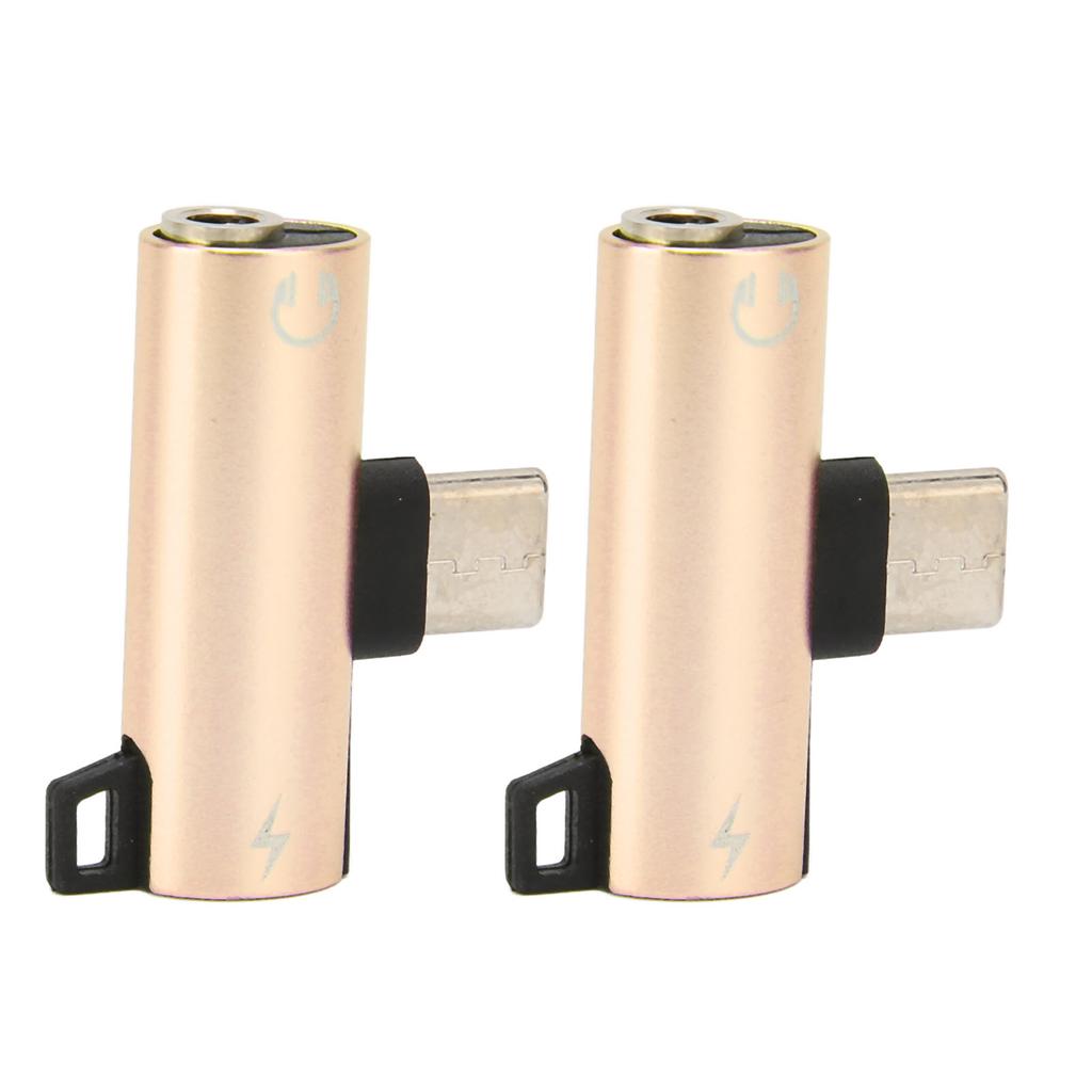 2Pcs USB C to 3.5mm o Adapter 2 in 1 Type C 3.5mm Listening Music While Charging Durable ABS