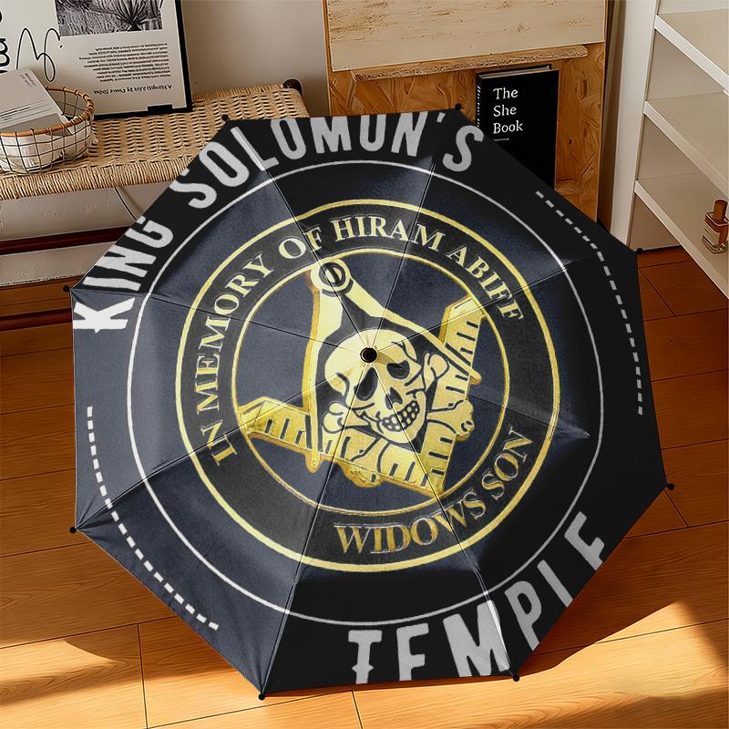 1pc Modern Freemasonry Umbrella Portable Folding Umbrella Iron Frame Hole Bone Structure Outdoor Home Umbrella