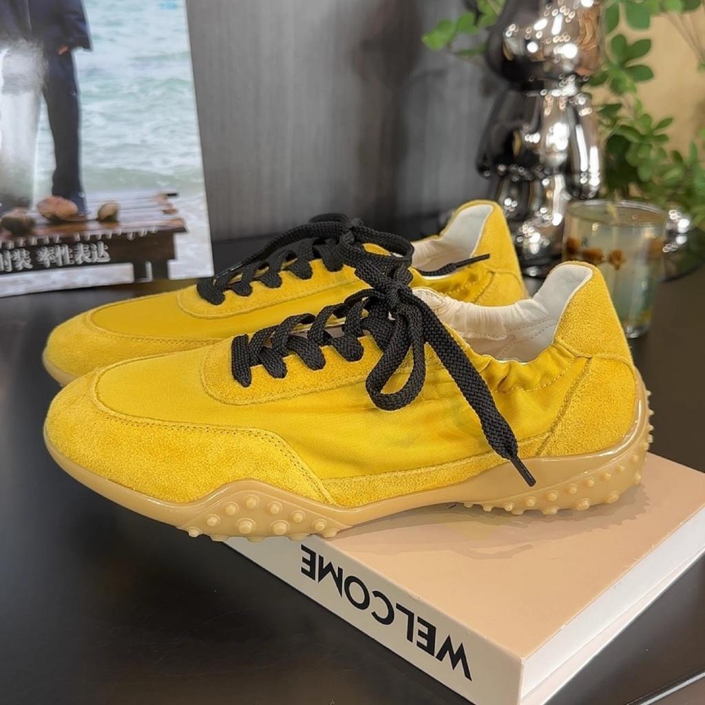 Rindslederversion~ Retro runde Zehenpartie Schnürung dicksohlige deutsche Trainingsschuhe, Sportstil, lässige vielseitige und bequeme Board-Schuhe, wenig