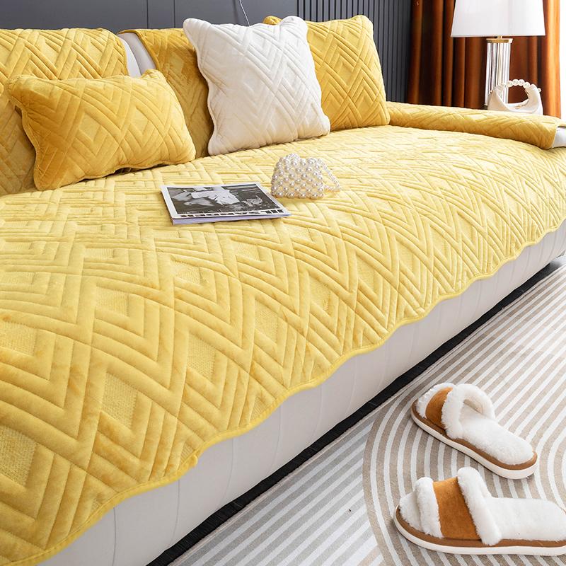 Advanced Sense of Milk Velvet Sofa Cushion Fall and Winter Models Light Luxury High-end Non-slip Cushion Leather Sofa Cover Cover Cloth