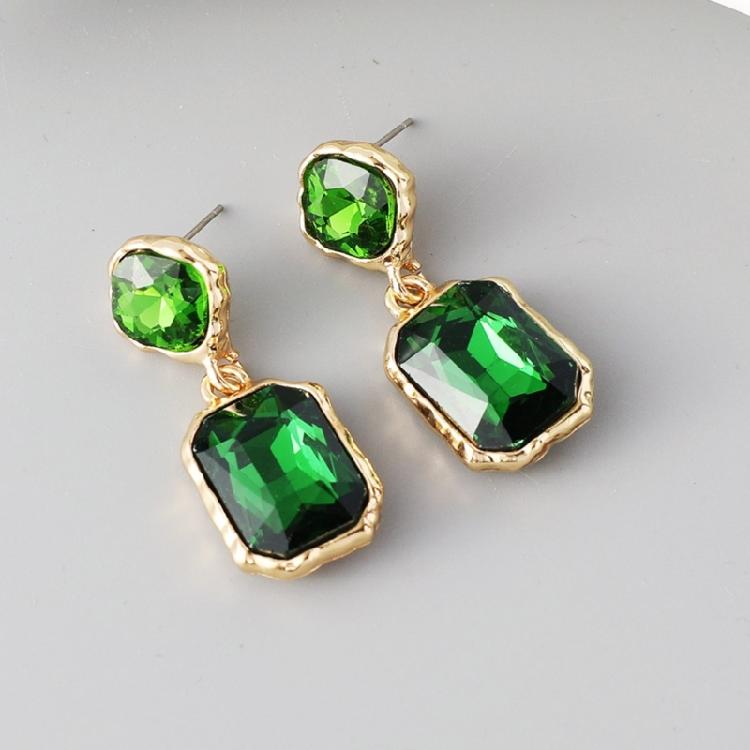 Contemporary Square Shape Earrings Crystals Accent Metal Everyday Elegant for Parties and Professional Settings