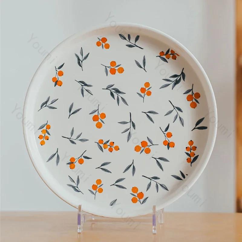 Retro Small Flowers Ceramic Plate Light Luxury Hotel Restaurant Steak Pasta Plates Exquisite Home Delicious Dishes Soup Bowl