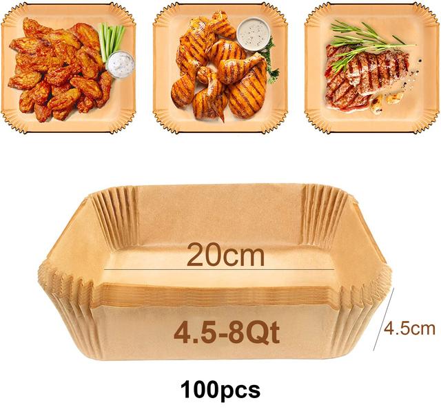 Fodera di Carta Usa e Getta Rettangolare per Friggitrice ad Aria 31 cm Antiaderente Carta Forno Speciale per Cestello di Cottura 2-10 QT