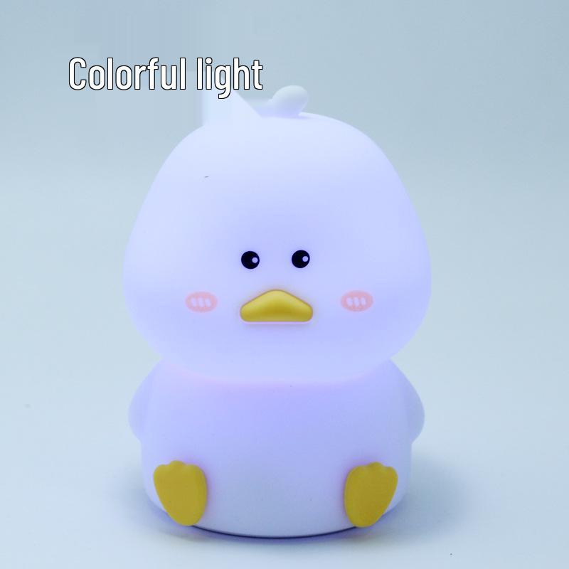 Silicone Duck Night Light: Cute and Calming Bedside Sleep Companion Gift Box + Charger