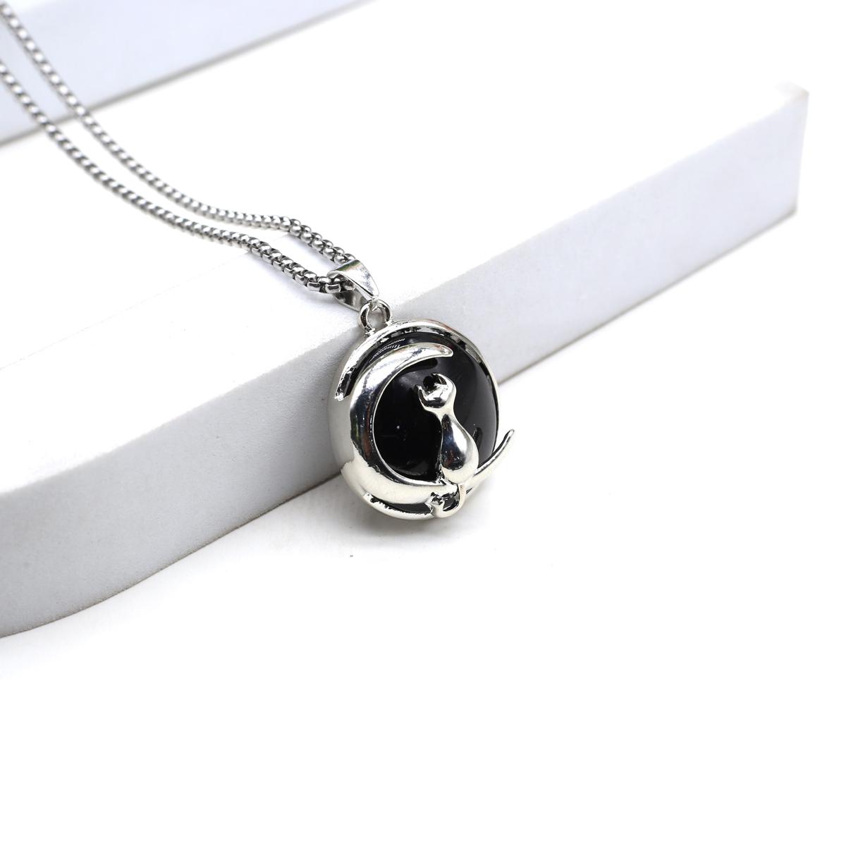 

Ожерелье из натурального камня лазурит/аметист в форме кошки ожерелье кулон для женщин подарок на день рождения цепочка 60 см 60cm