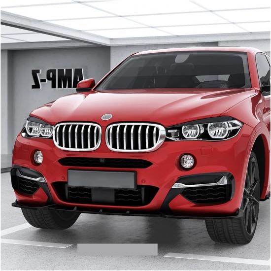 Compatible for BMW X6 F16 M Sport 2015-2019 Car Accessories Front Bumper Spoiler Lip Diffuser Splitter Protection Kits(Carbon Fiber Look)