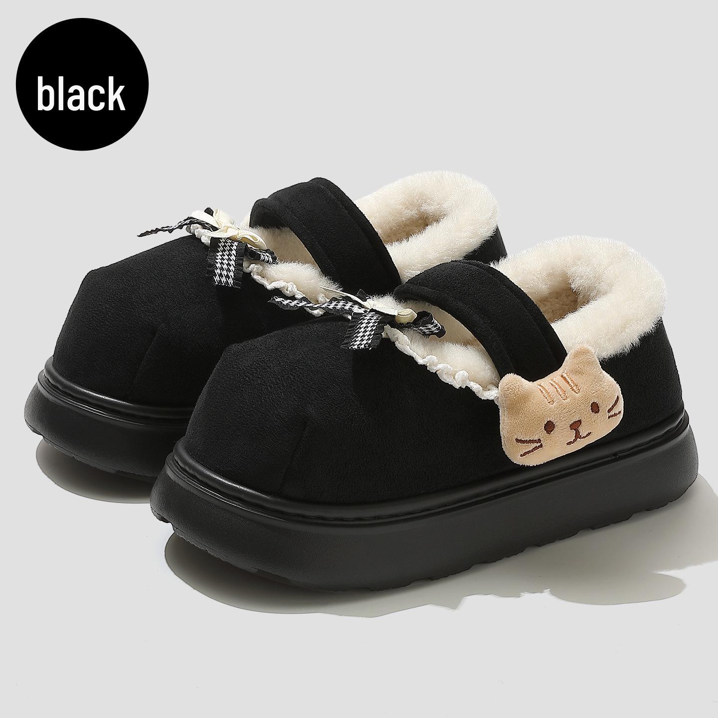 

Women s Furry Non-Slip Cotton Slippers - Thick-Soled, Closed-Heel for Autumn & Winter