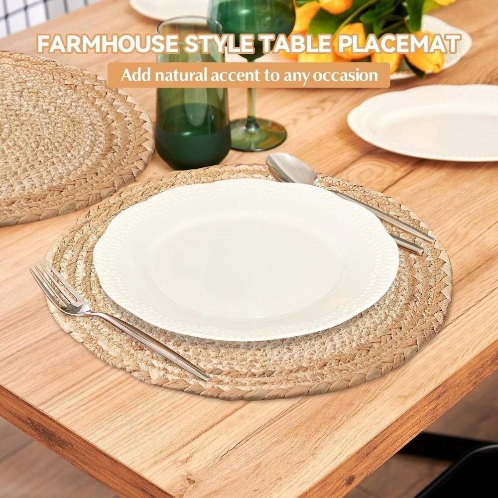 18-38cm Braided Placemat Hand Woven Hot Pad Plate Charger Round Coaster Cup Mat  Dining Table