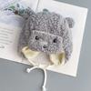 Warm Furry Baby Hat for Boy Girl Cute Cartoon Bear Plush Infant Baby Bonnet Autumn Winter Warm Earflap Toddler Accessories