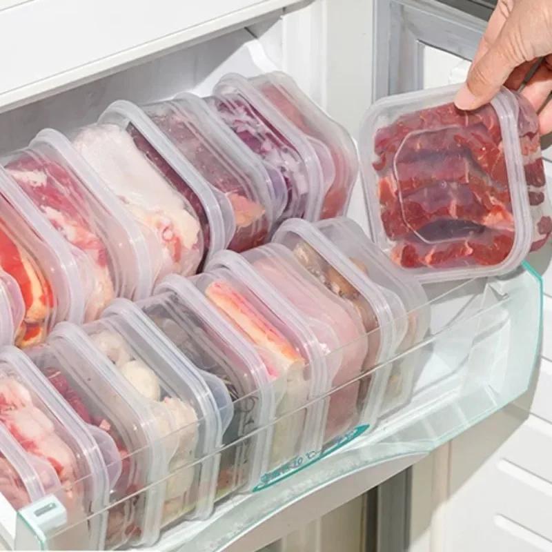 Kjøleskap Frossen Kjøttboks Matoppbevaringsboks Gjennomsiktig Fryse Kjøtt Grønnsak Friskholdingsbeholder med Lokk