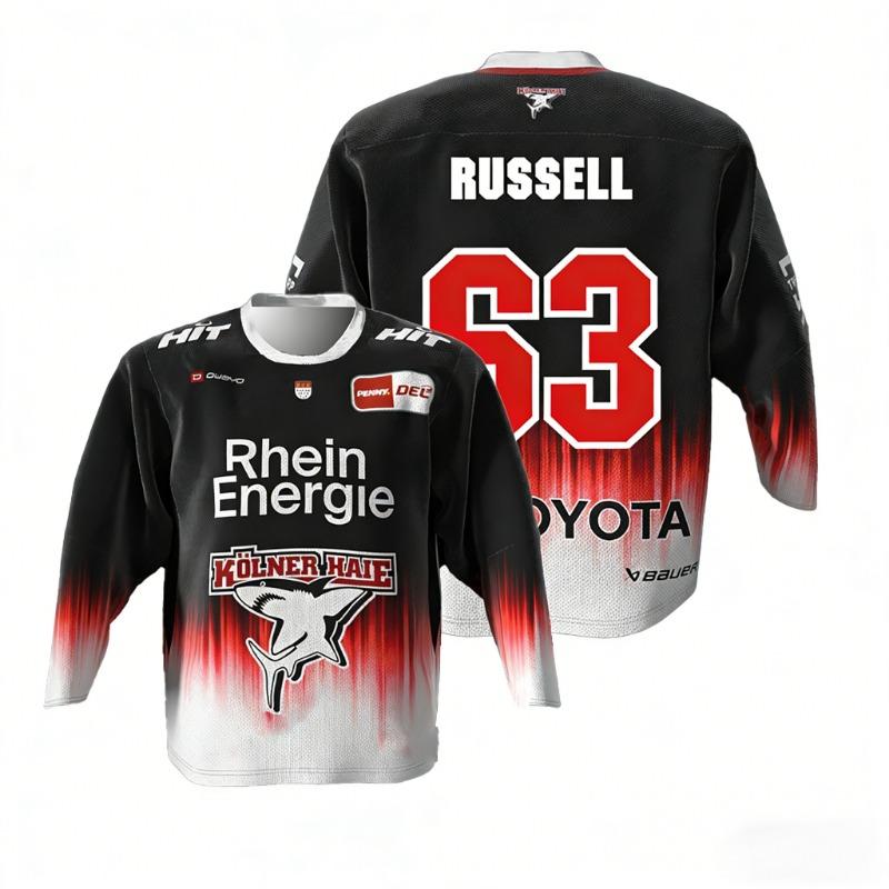 K ö lner Haier MacLeod # 89 Russell 2026 DEL Eltern-Kind Deutsches Eishockey Trikot 3D-Druck Rundhals Langarm