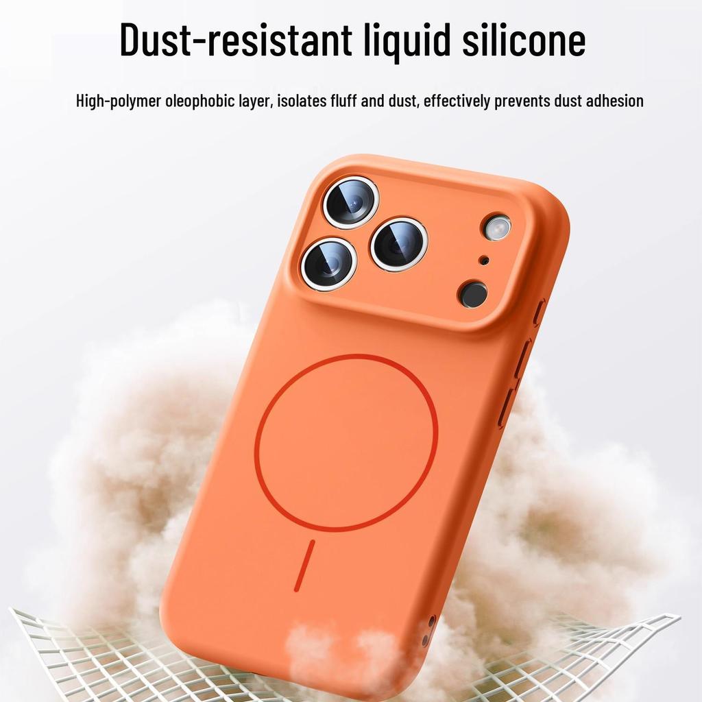 iPhone 17 Liquid Silicone Case with AI Camera Button & Magnetic Ring