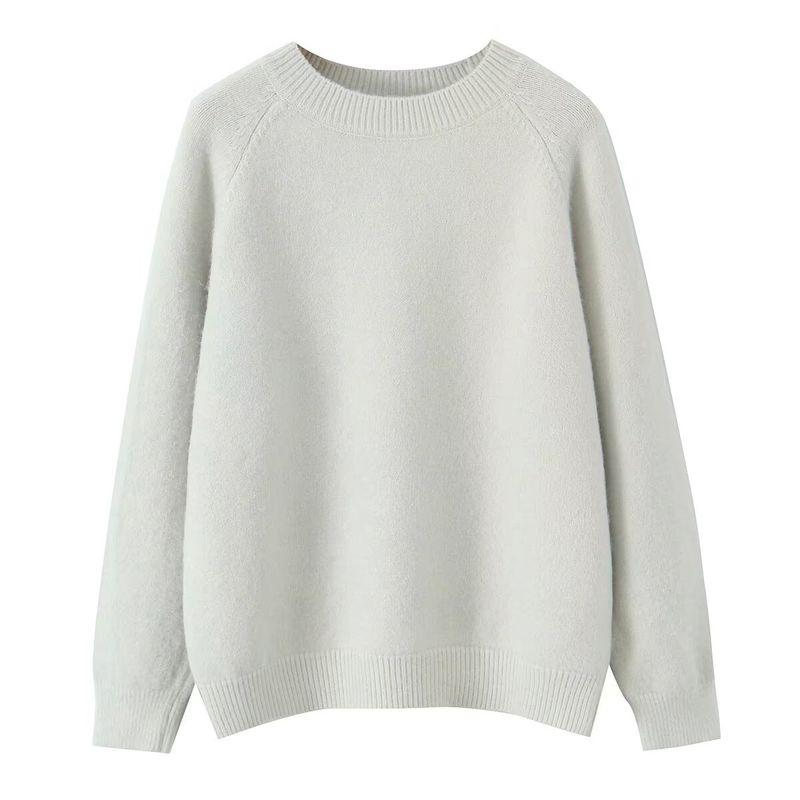 Kaslead New Women clothes Western Style Fashion Simple and Versatile Loose round Neck Long sleeve Pullover Sweater
