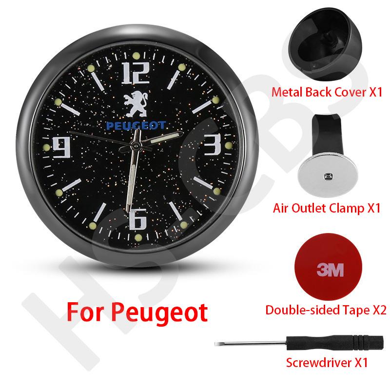 For Peugeot 3008 2008 5008 207 307 308 408 4008 j Emblem Car Starry Night-light Clock Stickers Air Outlet Decoration Accessories
