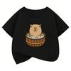 Kawaii Capybara Design TShirt Printed T Shirt Girls Summer Clothes Short Sleeve Tops TShirts Cute Girls Clothing