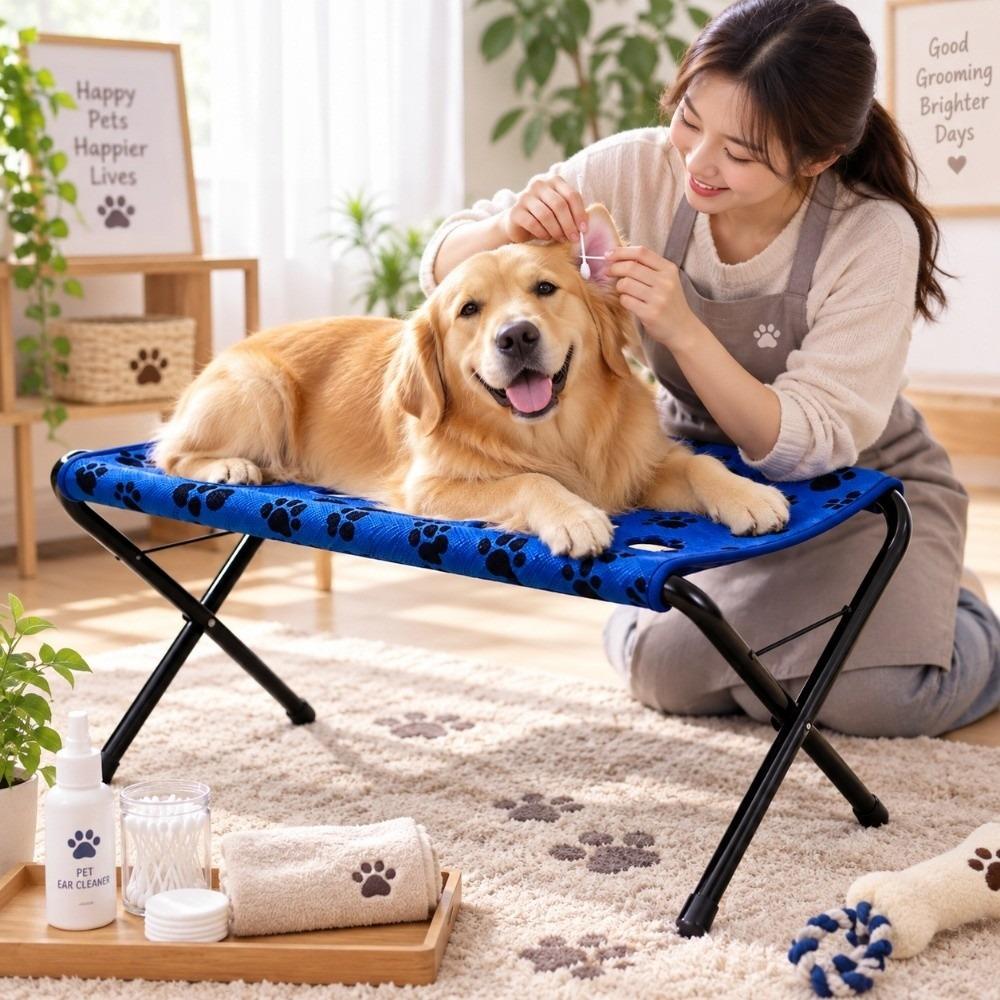 Foldable Pet Grooming Table Non-Slip Pet Grooming Hammock Mesh Grooming Platform Pet Washing