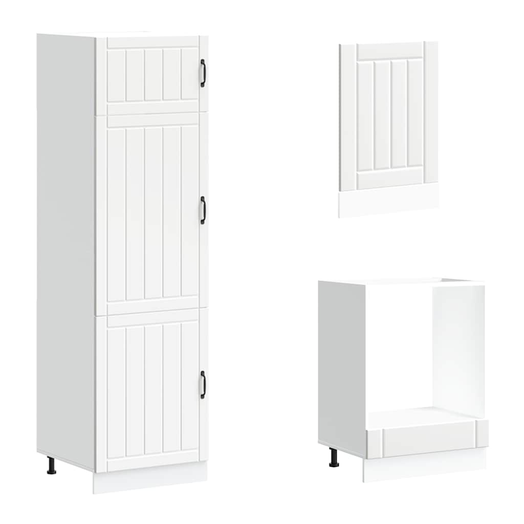 7 Piece Kitchen Cabinet Set Lucca White Wood Based Material