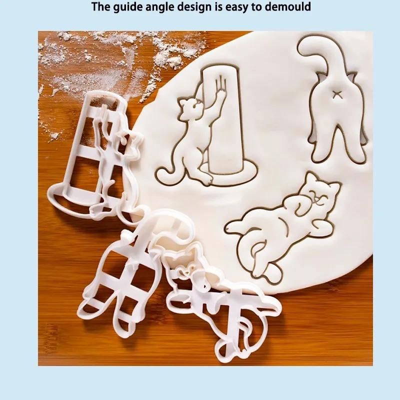 DIY Tooth Shape Cookie Cutters Mold Cute 3D Animal Kitty Cat Biscuit Mold for Kids Children Bakeware Cookie Stamp Baking Tools