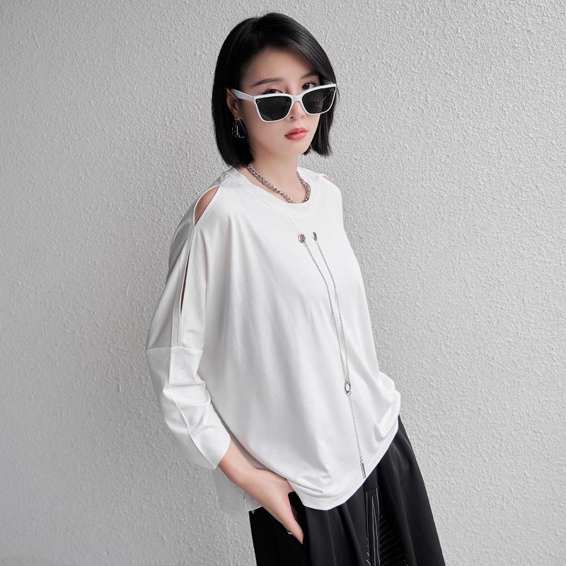 

2025 Women s European-American Design: Loose Slim Fit Seven-Sleeve T-Shirt M (90-120 jin) білий