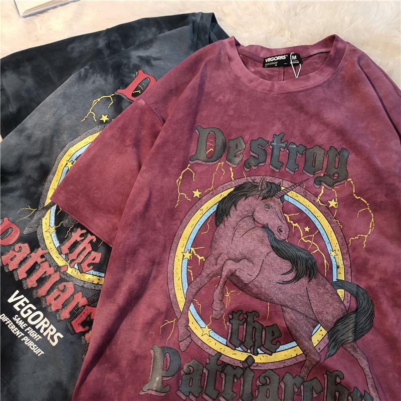 Dámske letné tričko s krátkym rukávom a potlačou písmen s okrúhlym výstrihom, voľný top s krátkym rukávom, streetwear tričko s batikovanou potlačou