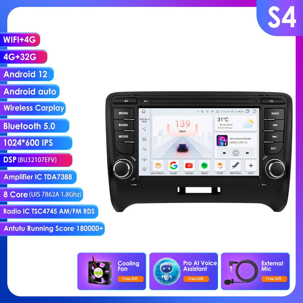 

OSSURET RDS Автомагнитола для TT MK2 8J 2006 - 2014 Android Мультимедийный Видеоплеер Навигация GPS Carplay QLED Интеллектуальный Сенсорный Экран Автомагнитола 8G S4 8Core 4G 32G AI