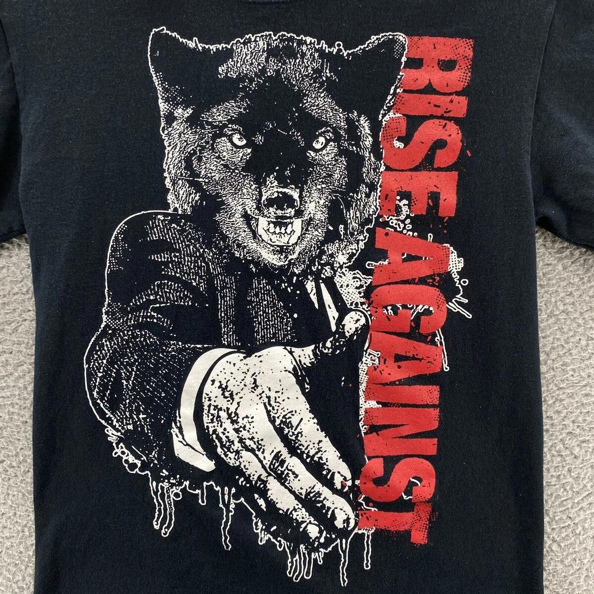 Vtg Rise Against Punk Rock Band Wolf Cotton Black All Size T Shirt For Men TR951 XXXXL