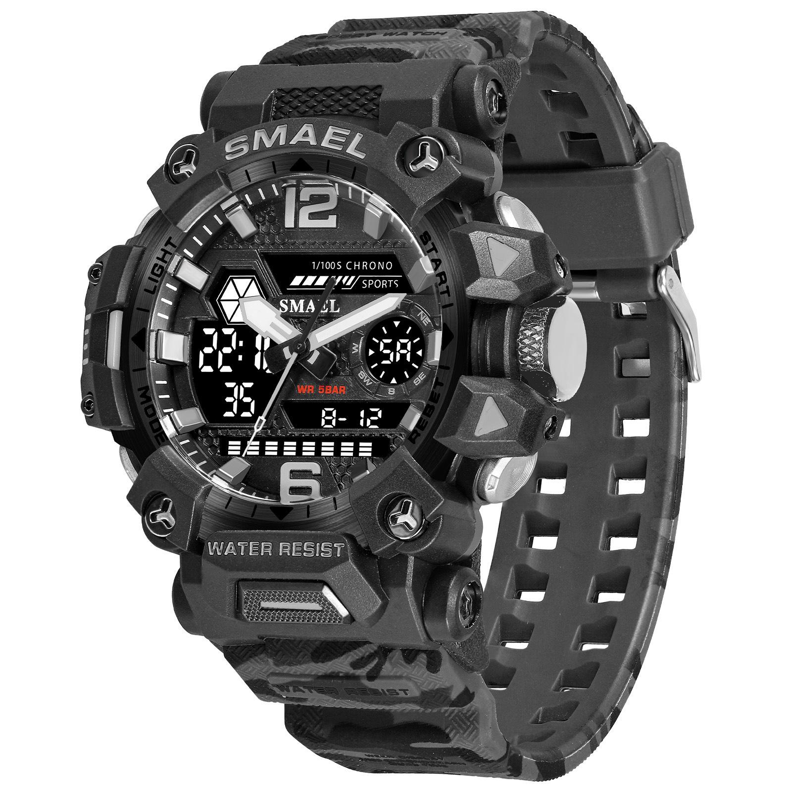 

Tactical Men S Camouflage Alloy Military Style Watch, Luminous Waterproof Outdoor Electronic Watch