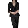 Bedroom lace lace satin set deep V sweet lace top trousers two-piece suit