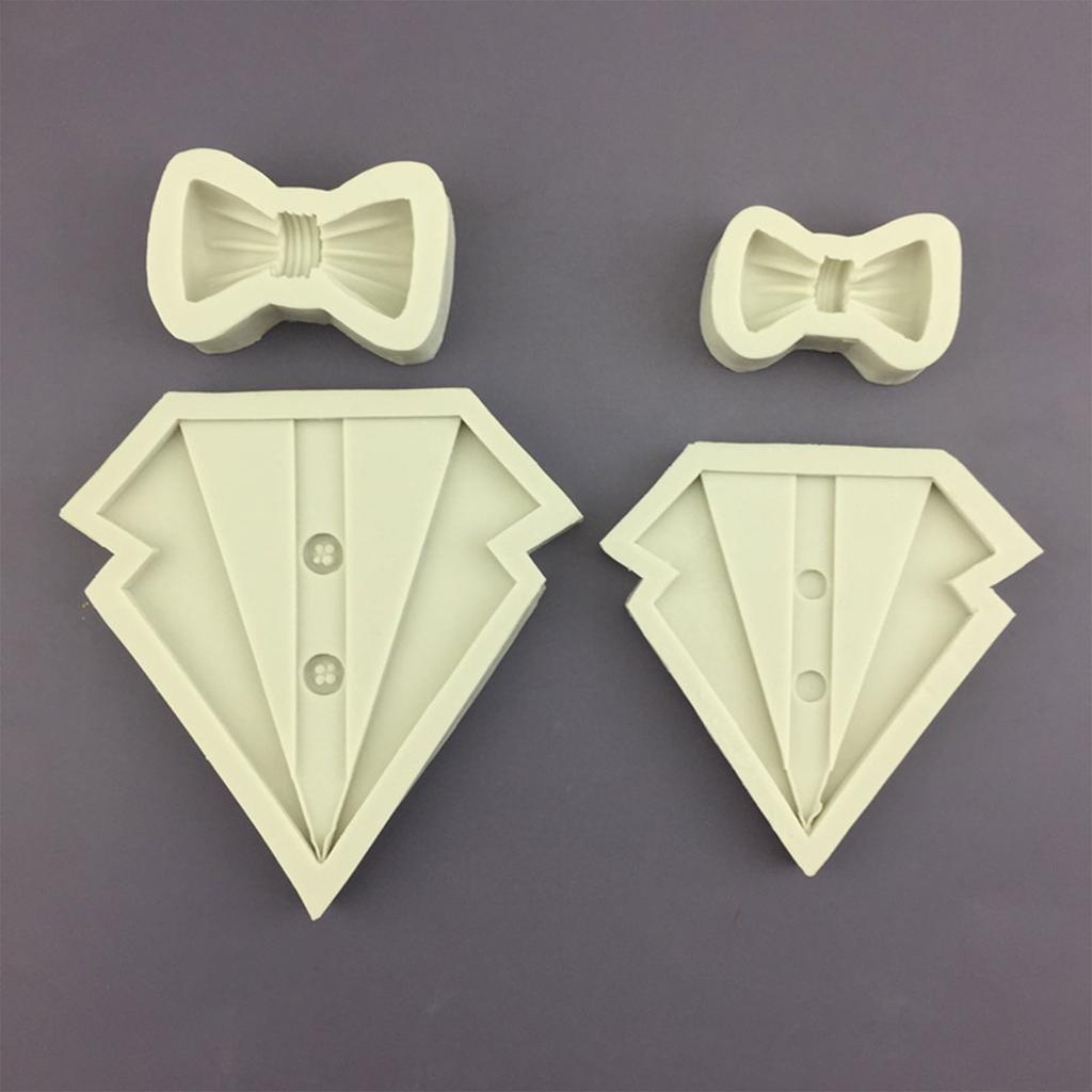 3D Suit Shirt Bow Silicone Rubber Flexible Food Safe Mold Clay Resin Ceramics Candy Fondant Candy Chocolate Soap Mould