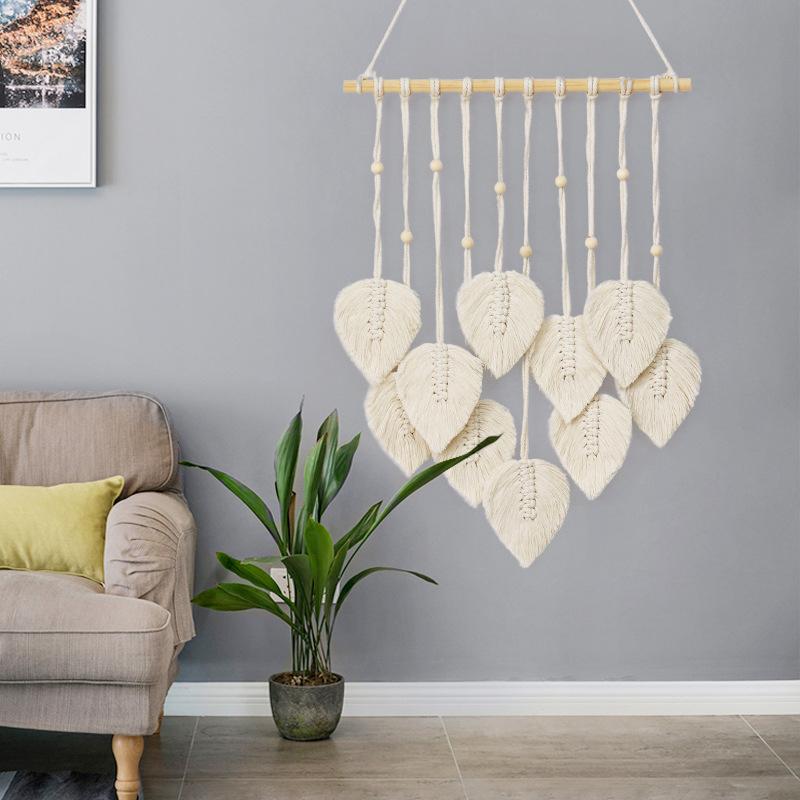 Leaf Macrame Tapestry Brown Green Wall Tapestry Boho Home Decoration Macrame Wall Hanging Home Living Room Decor Gift