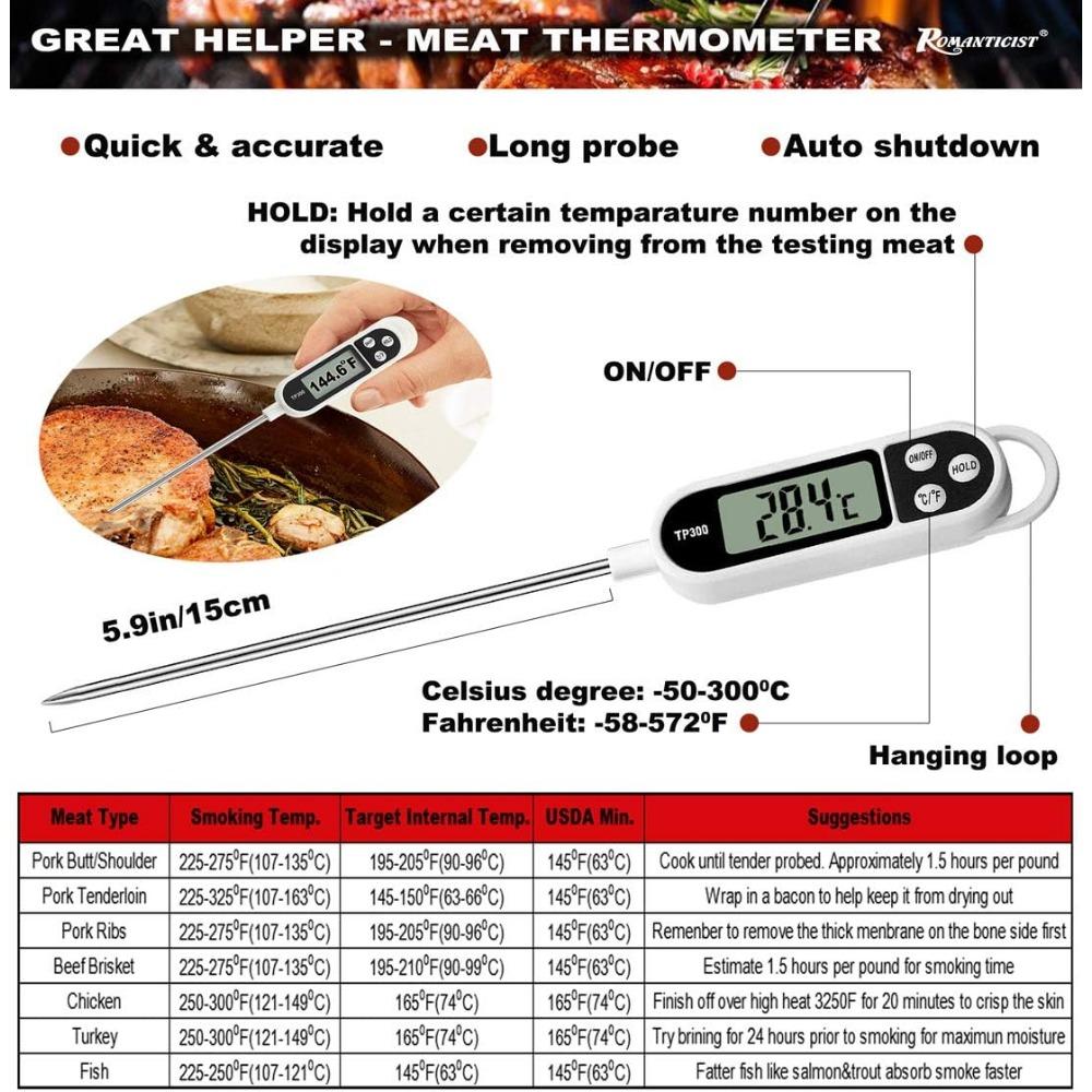 ROMANTICIST 23pcs Must-Have BBQ Grill Accessories Set with Thermometer in Case - Stainless Steel Barbecue Tool Set with 2 Grill