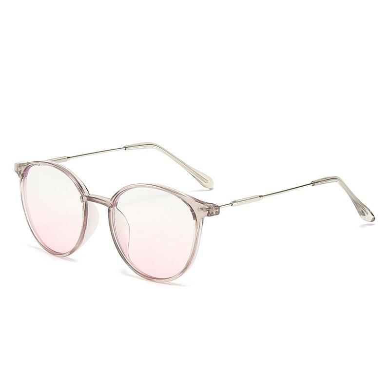 Anti-Blue Light Plain Glasses Ultra-Light Blush Cold Brown Color Korean Anti Radiation Eyeglasses Round Metal Frame