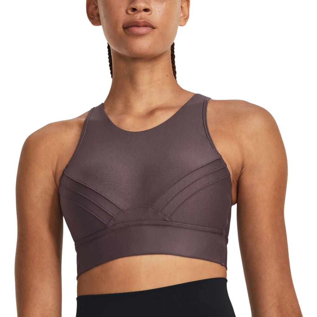 Under Armour Infinity Solid Fitted Pullover Medium Support Sports Bra Women Underwear Chestnut 1376883-057