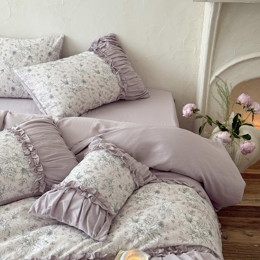 2026 Spring/Summer French Pure Cotton Double-Layer Gauze Lace Bedding Set