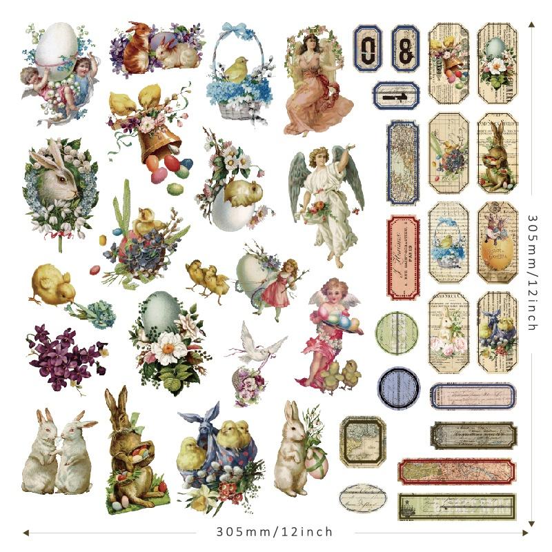 

Bunny Vintage Stickers Die Cuts Sticker Collection Kit For Scrapbooking Planner/Card Making/Journaling Project світло-сірого кольору