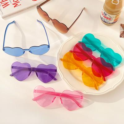 Gafas de sol Mujer Moda Colores Gradiente Forma de corazón Tintado Fiesta Gafas de sol Chicas Vintage Uv400 Sombras sin montura Gafas De Sol